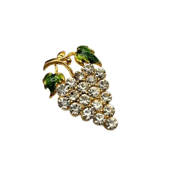 Vintage Jewelry - Vintage Crystal Grape Cluster Brooch
